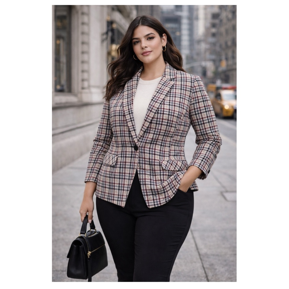 TORRID NEW Studio Double Knit Plaid Blazer Sz 00 /M /10 Academia Office Preppy